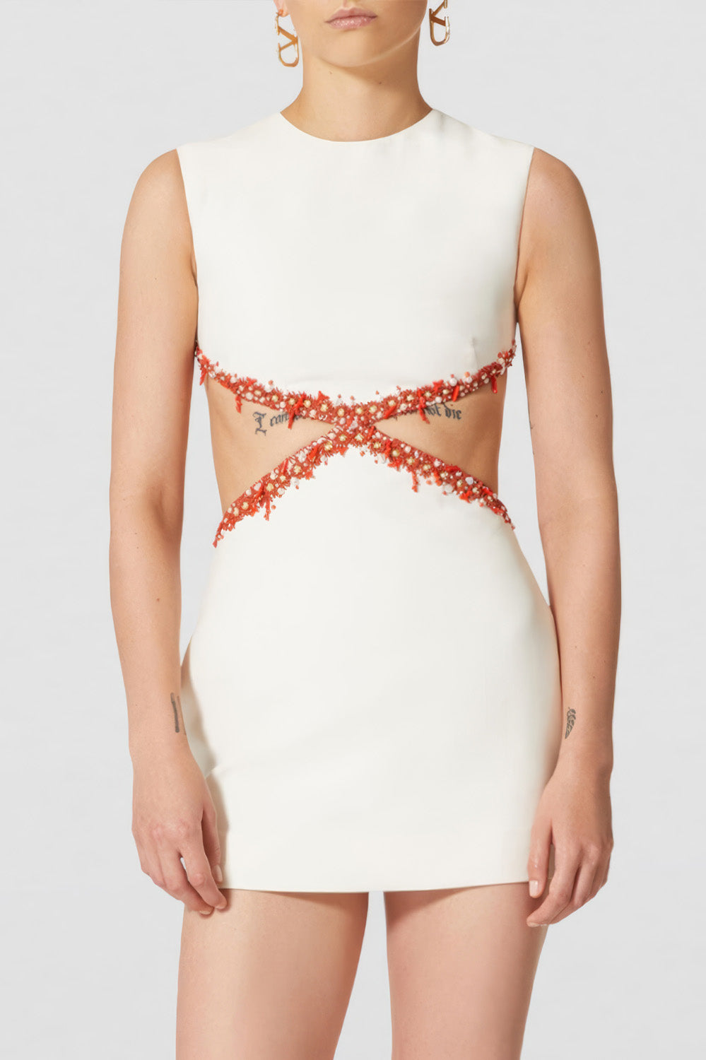 Cut-Out Mini Dress with Beaded Detailing