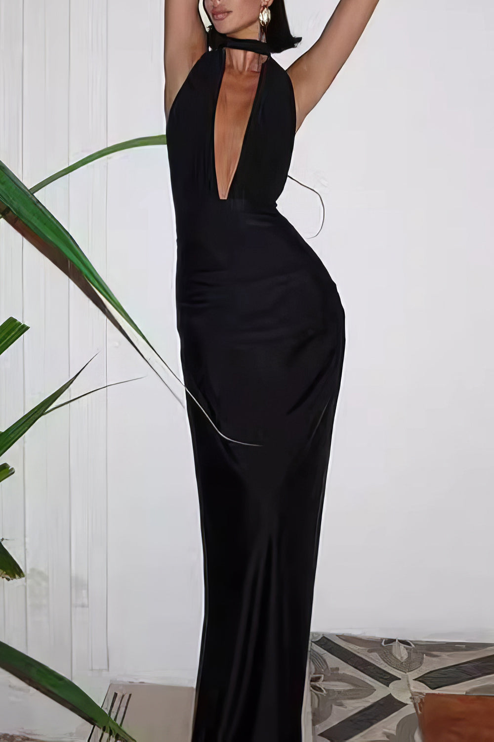 Maxi Dress with Deep V-Neckline