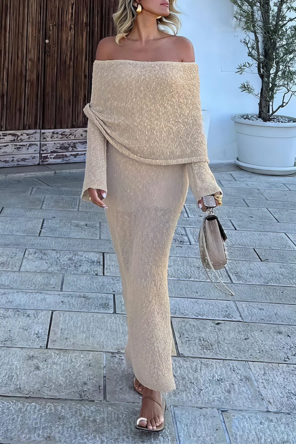 Knitted Long Sleeve Maxi Dress