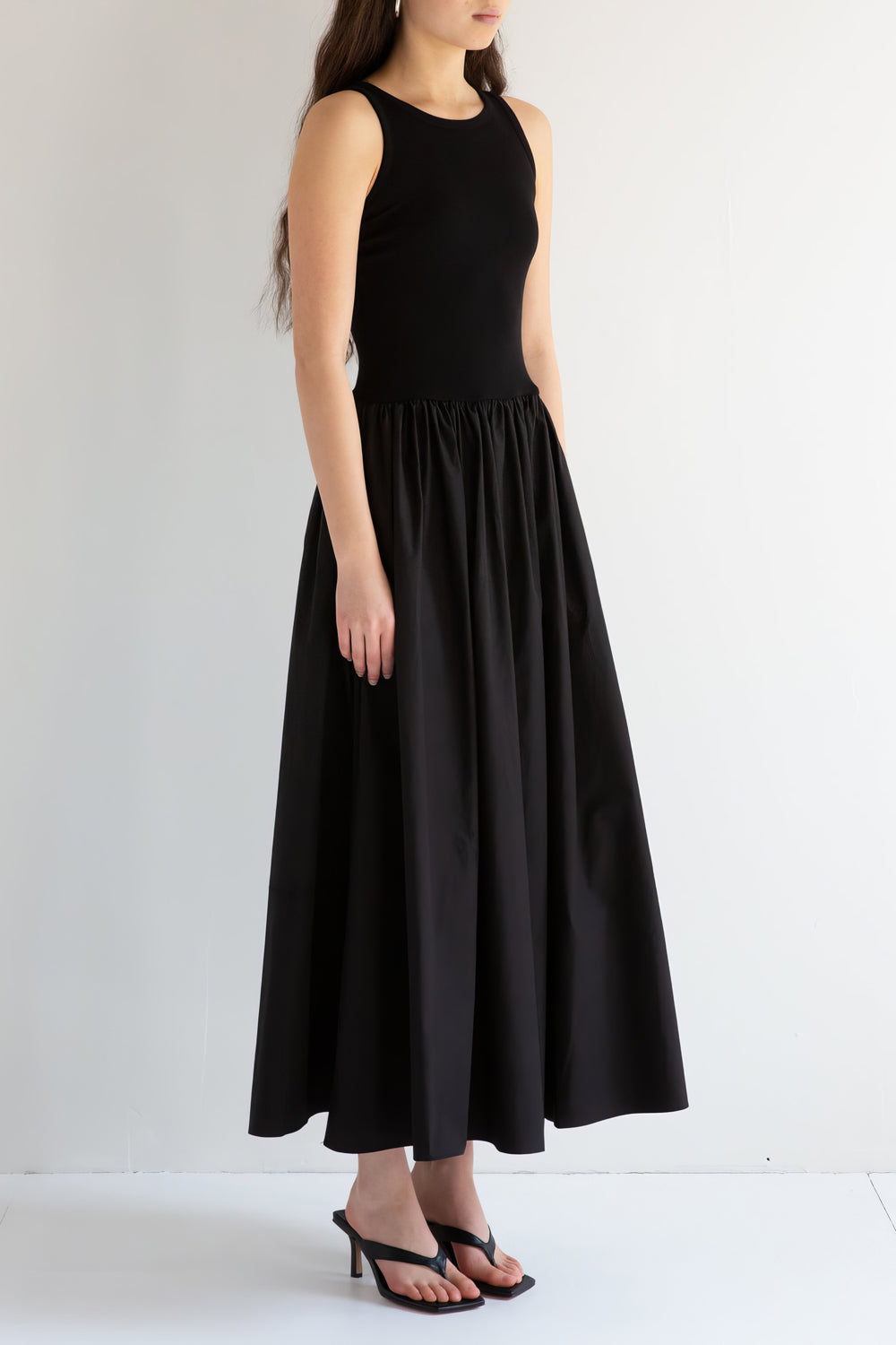 Sleeveless Flared Skirt Maxi Dress