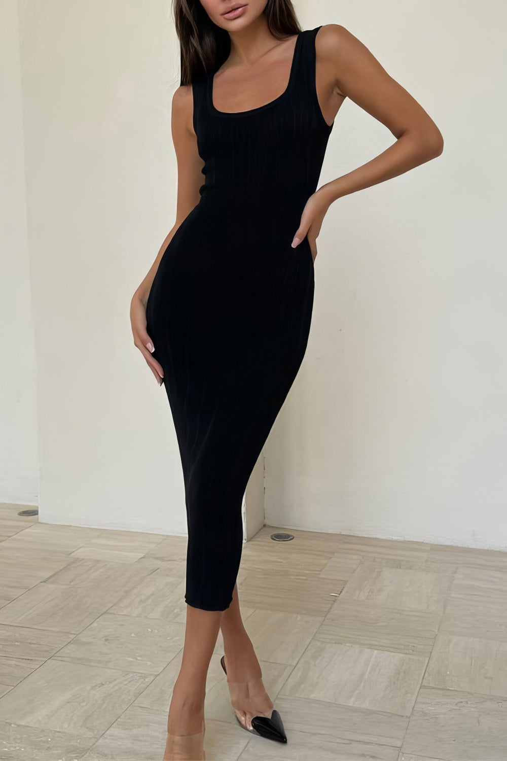 Knitted Bodycon Sleeveless Midi Dress