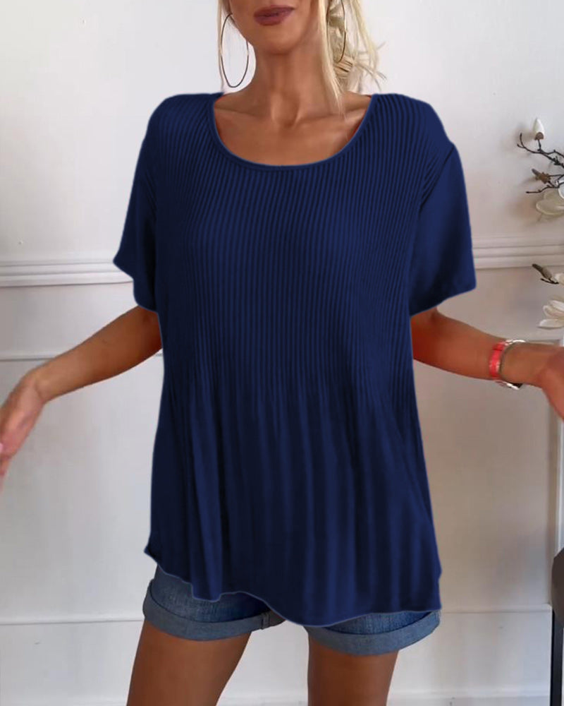 ANNA™ | GEPLISSEERDE BLOUSE MET RONDE HALS