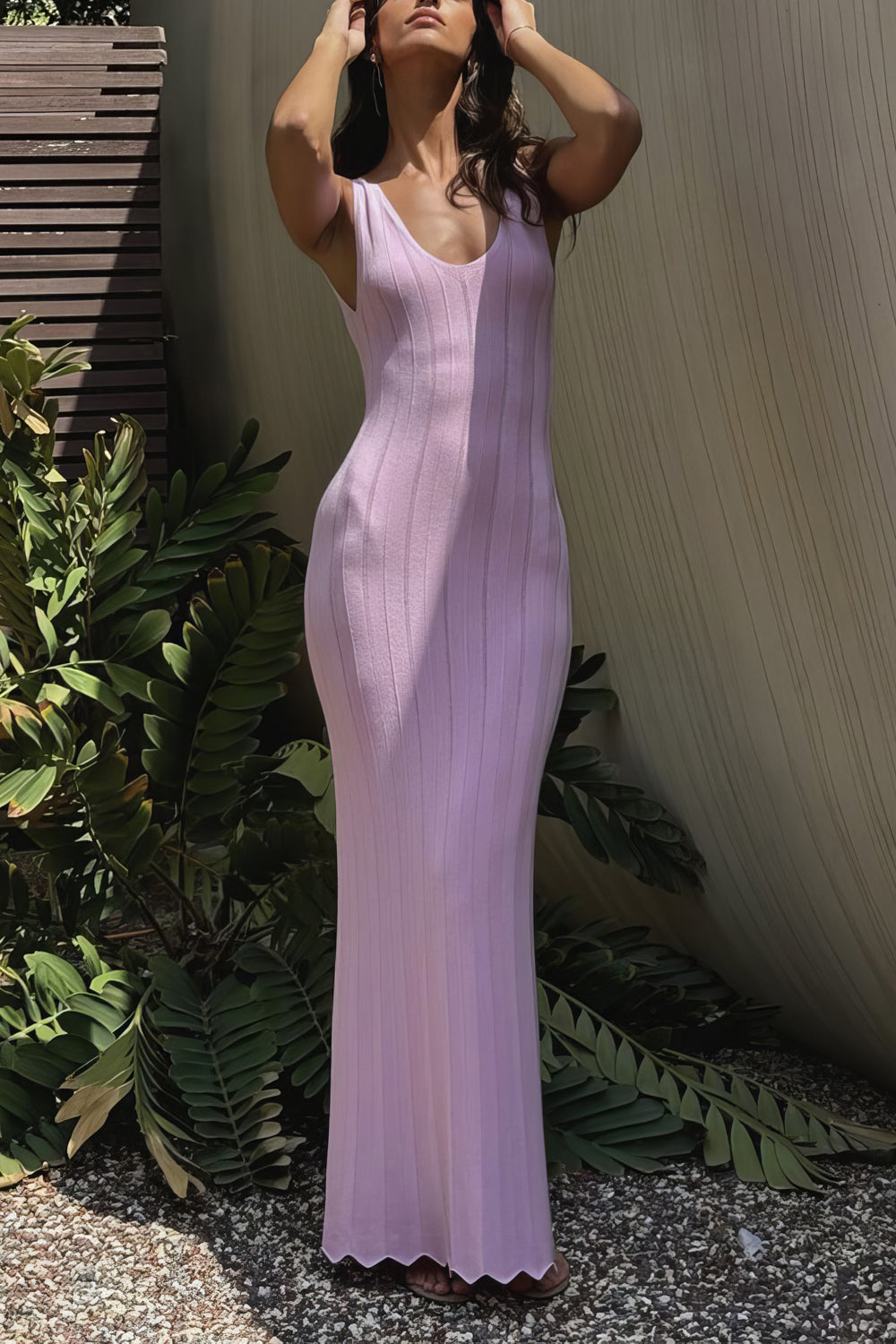 Bodycon U-Neckline Maxi Dress