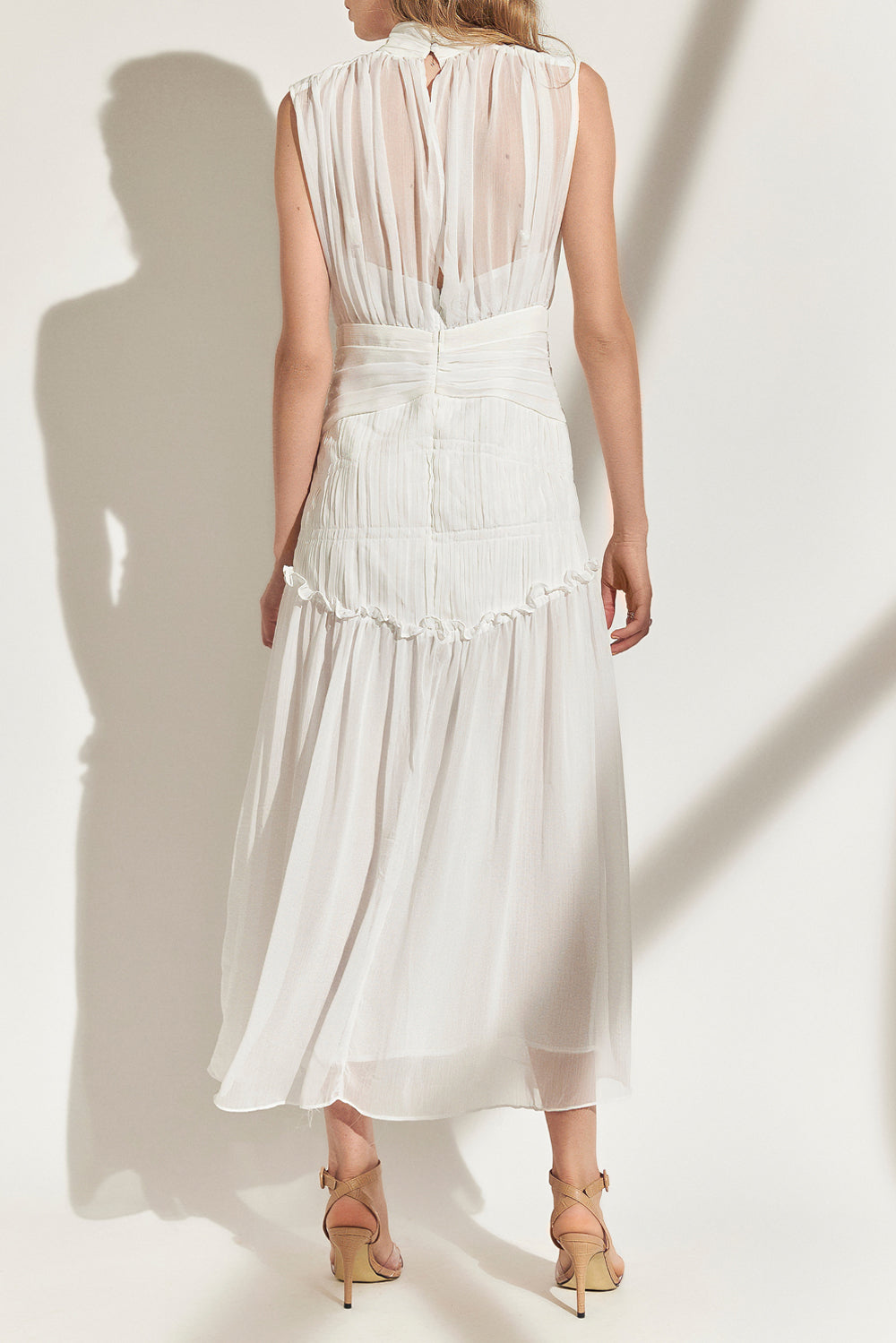 Pleated Sleeveless Midi Dress