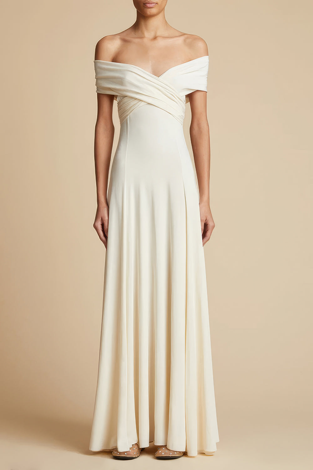 Off-Shoulder Crossover Detailing Maxi Dress