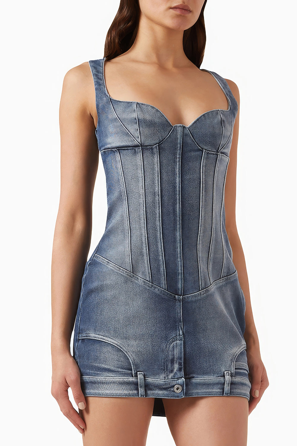 Structured Denim Mini Dress