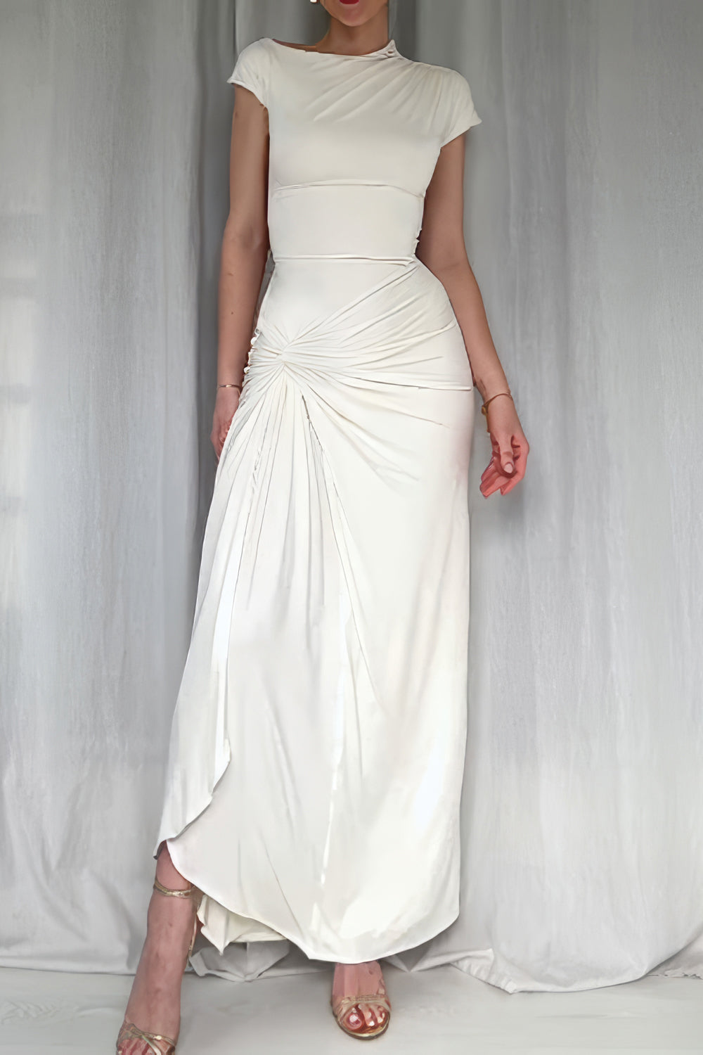 Maxi Dress with Twist High Slit Detailing