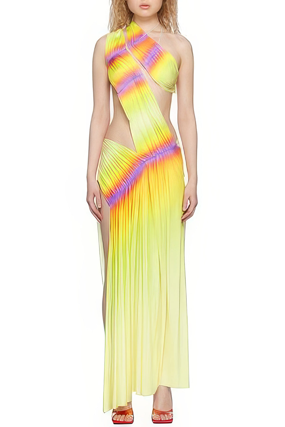 Gradient Asymmetrical Maxi Dress