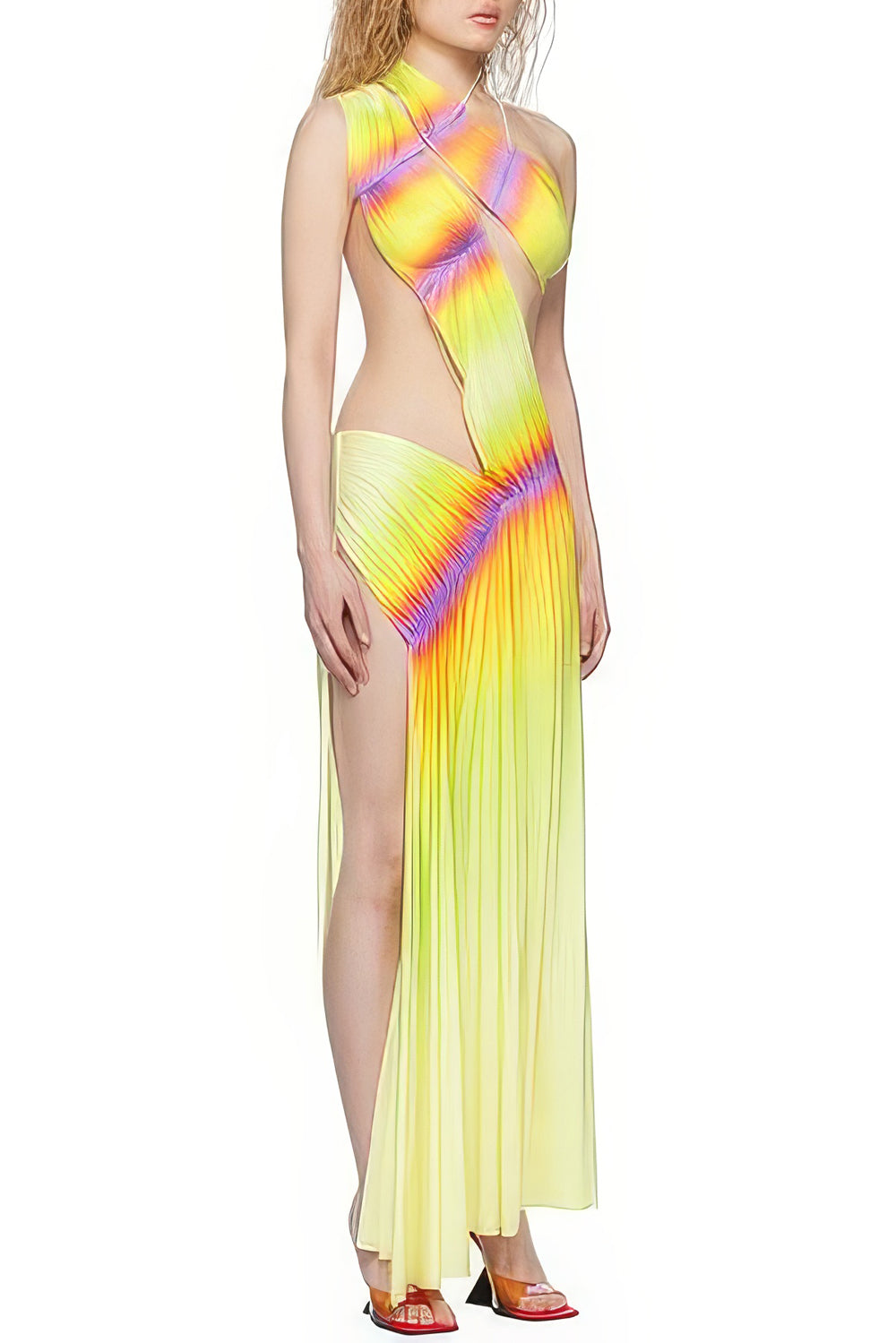 Gradient Asymmetrical Maxi Dress