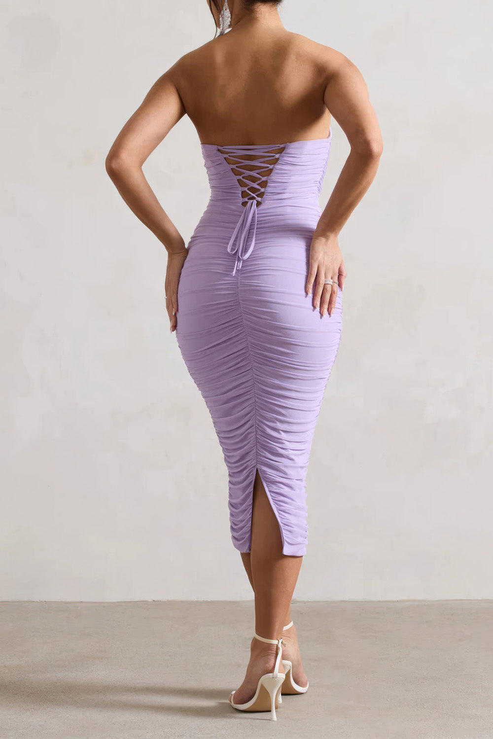 Strapless Ruched Midi Dress