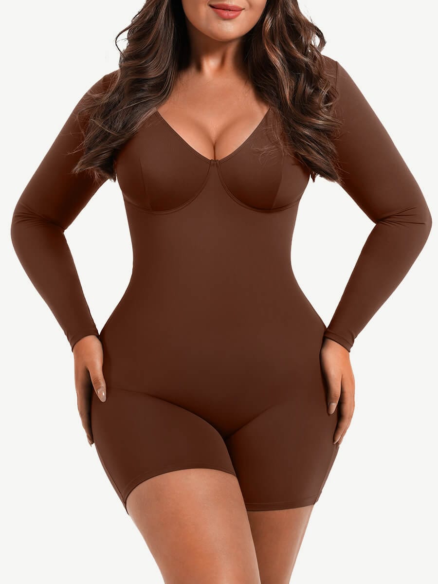 Sculpt™ | Deep V-Neck Long Sleeve Body Shaper