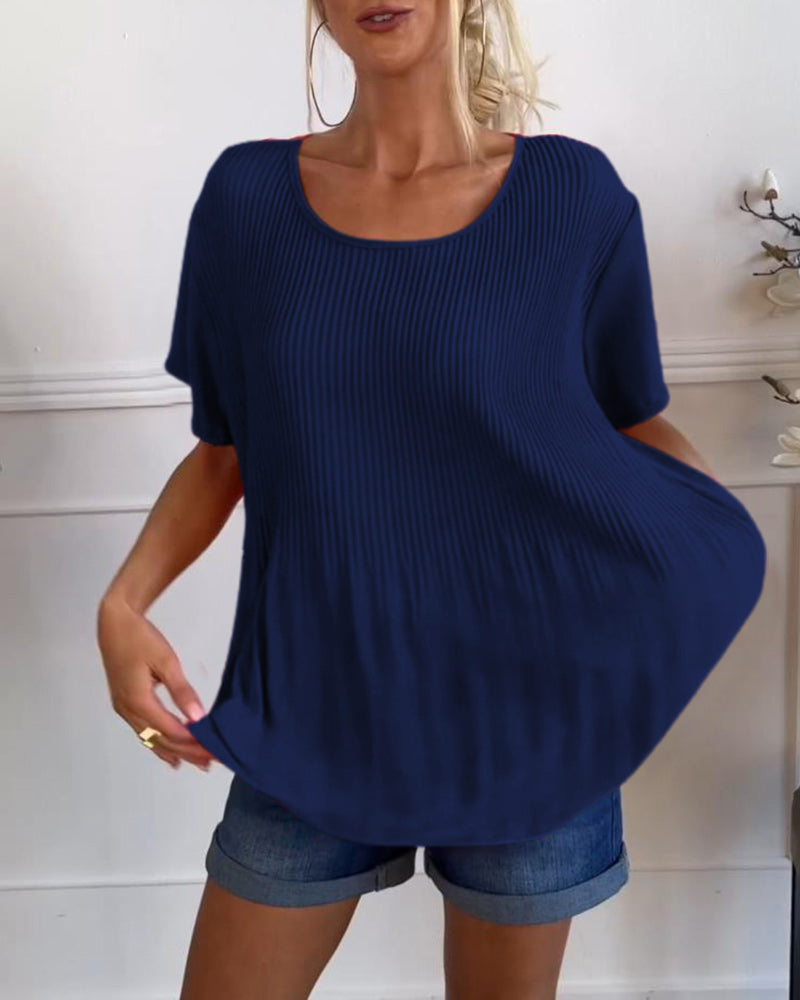 ANNA™ | GEPLISSEERDE BLOUSE MET RONDE HALS