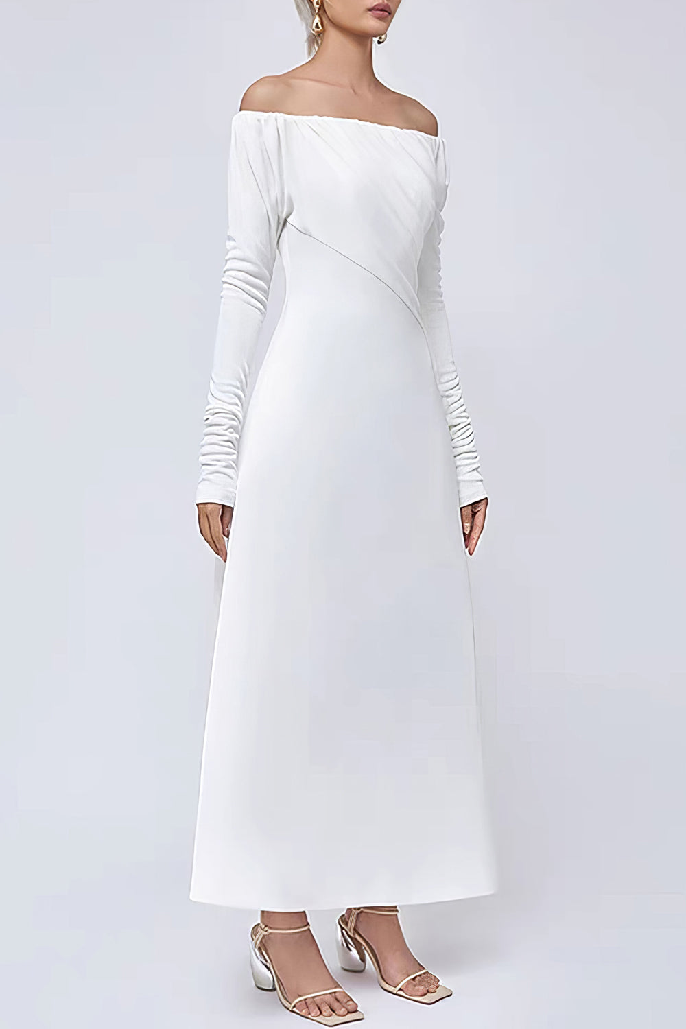 Elegant Off-Shoulder Pleated Maxi Dress