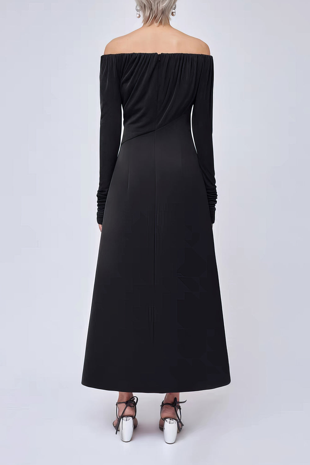 Elegant Off-Shoulder Pleated Maxi Dress