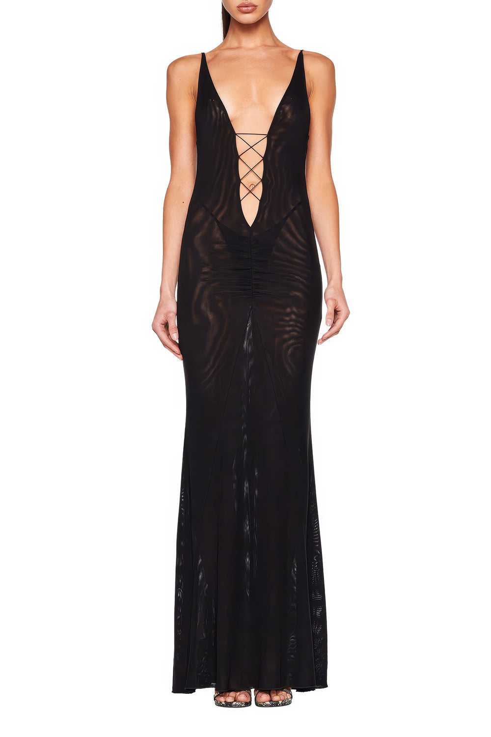 Lace-Up Detailing Maxi Dress