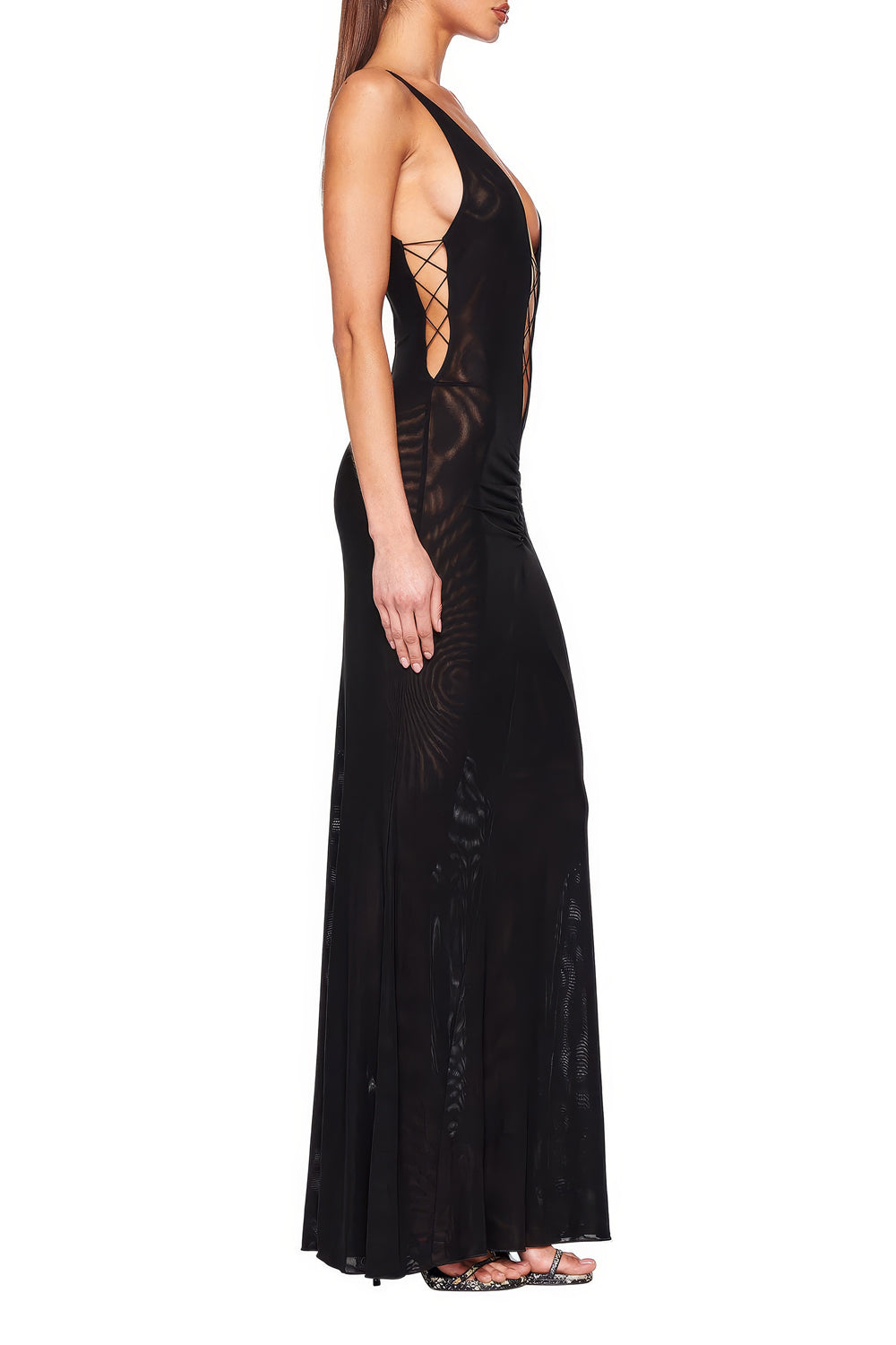 Lace-Up Detailing Maxi Dress