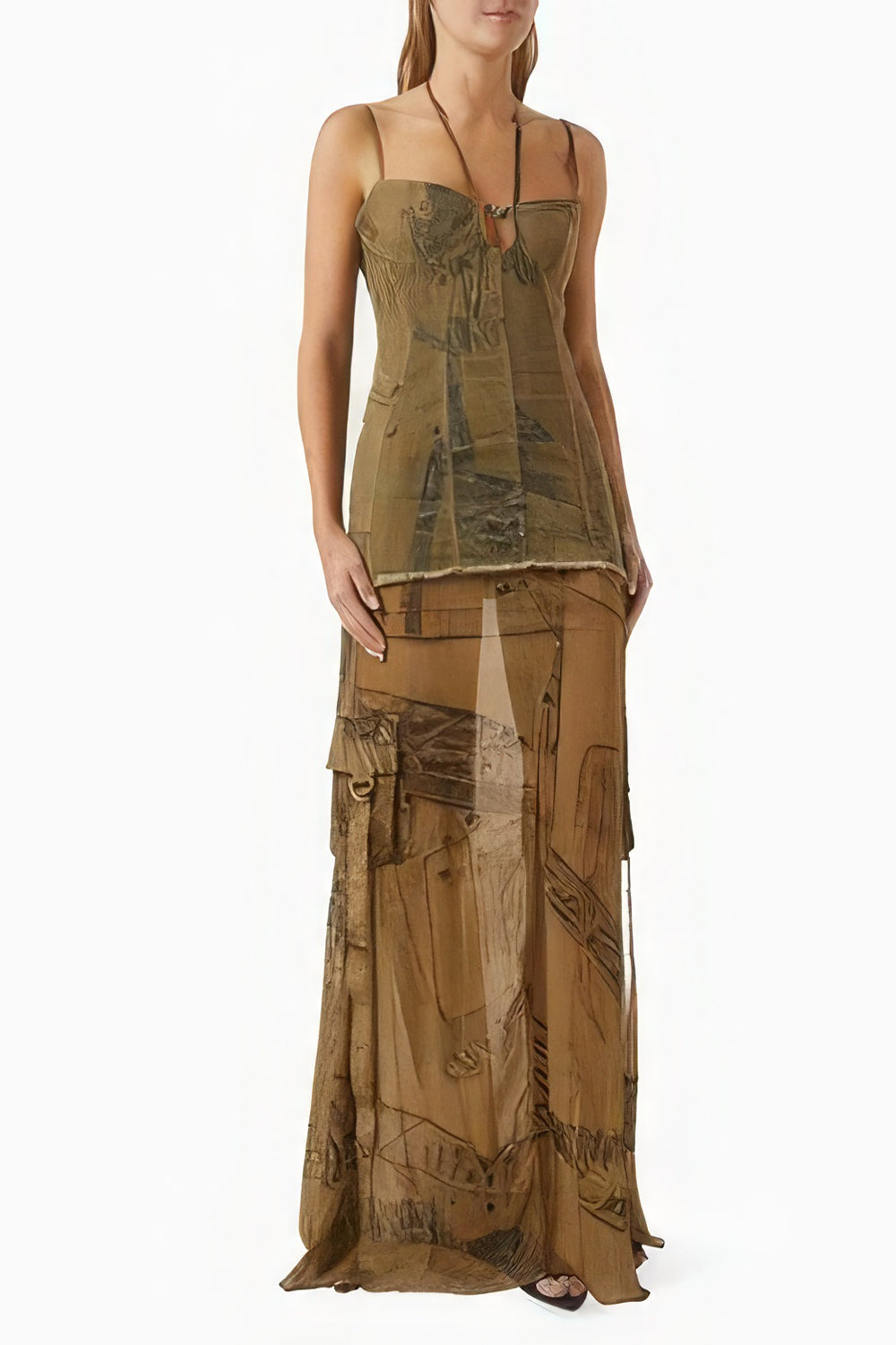 Halterneck Maxi Dress with Cargo Pockets