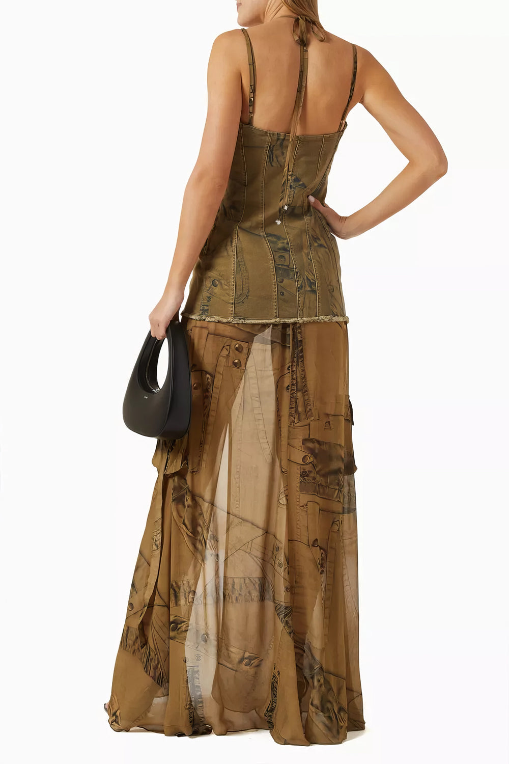 Halterneck Maxi Dress with Cargo Pockets