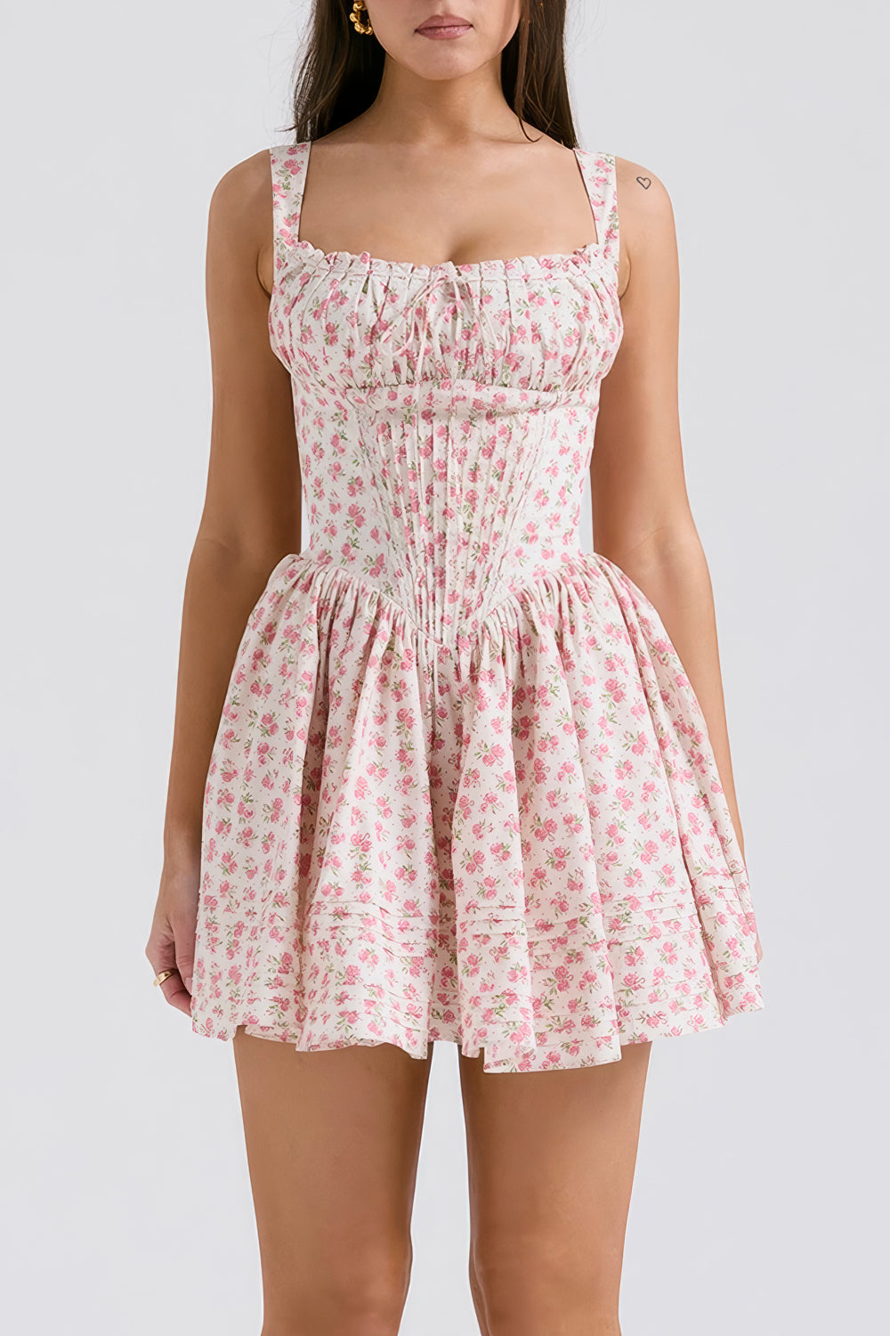 Floral Corset-Style Mini Dress