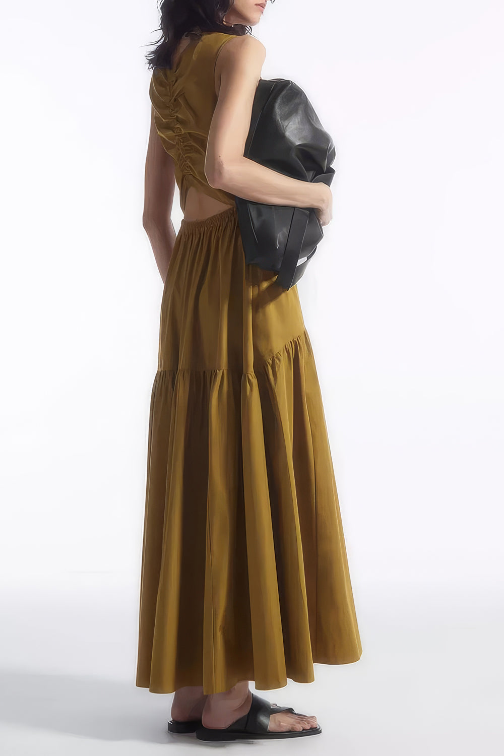 Sleeveless Maxi Dress with Ruched Back Detail