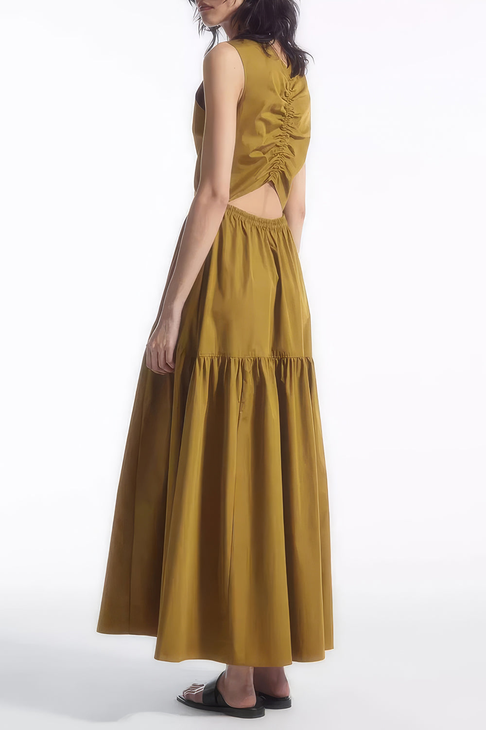 Sleeveless Maxi Dress with Ruched Back Detail