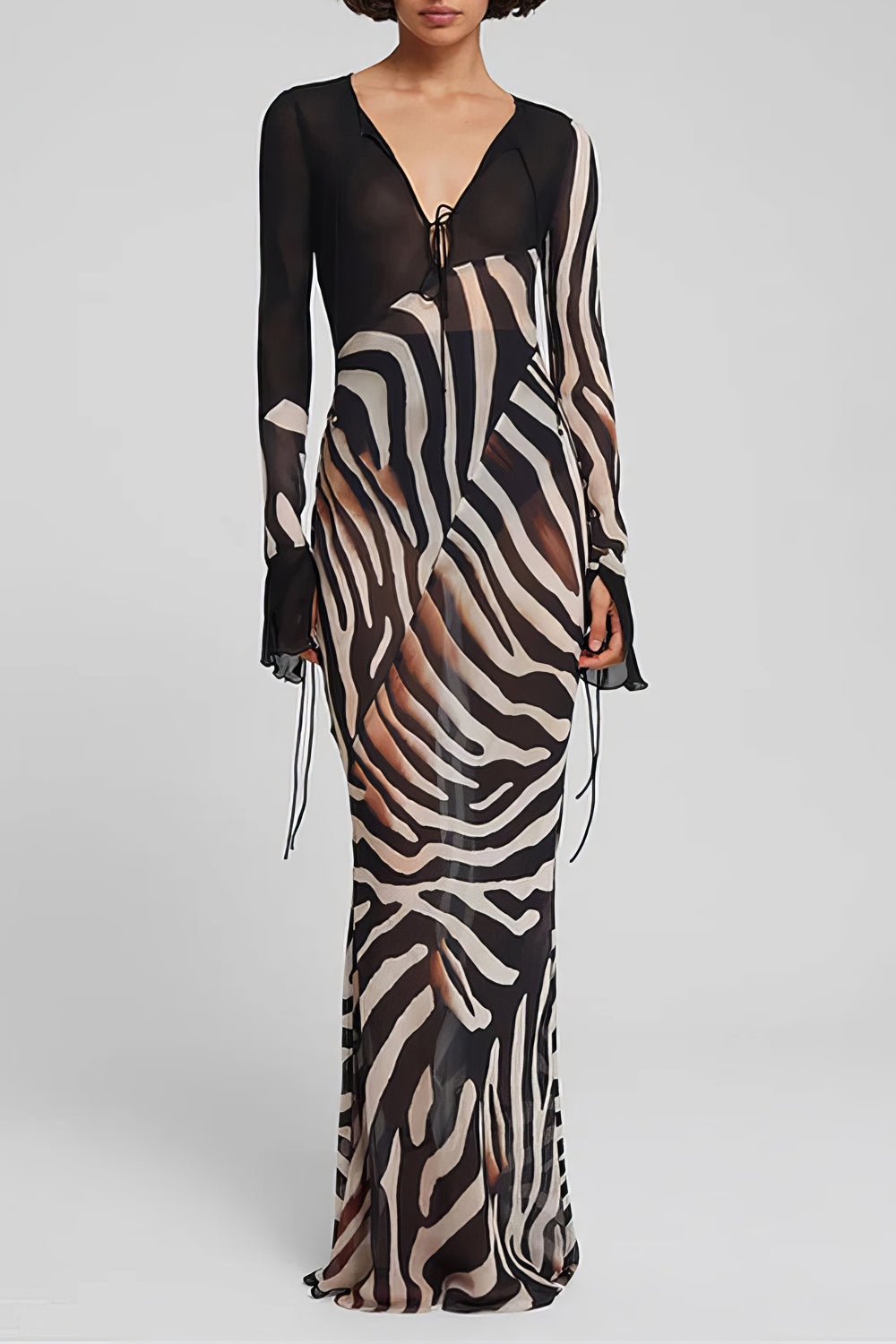 Long Sleeve Printed Maxi Dress