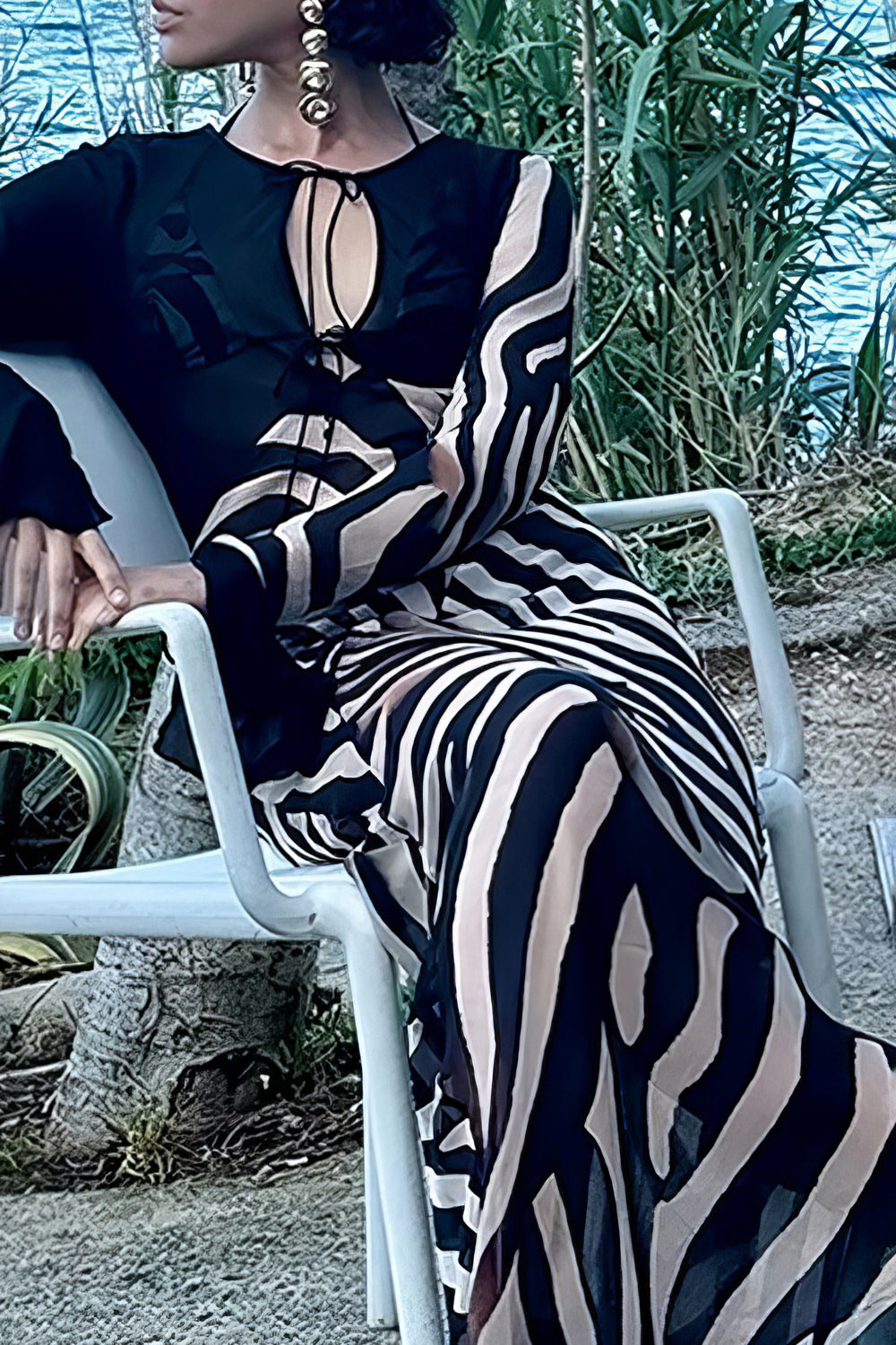 Long Sleeve Printed Maxi Dress