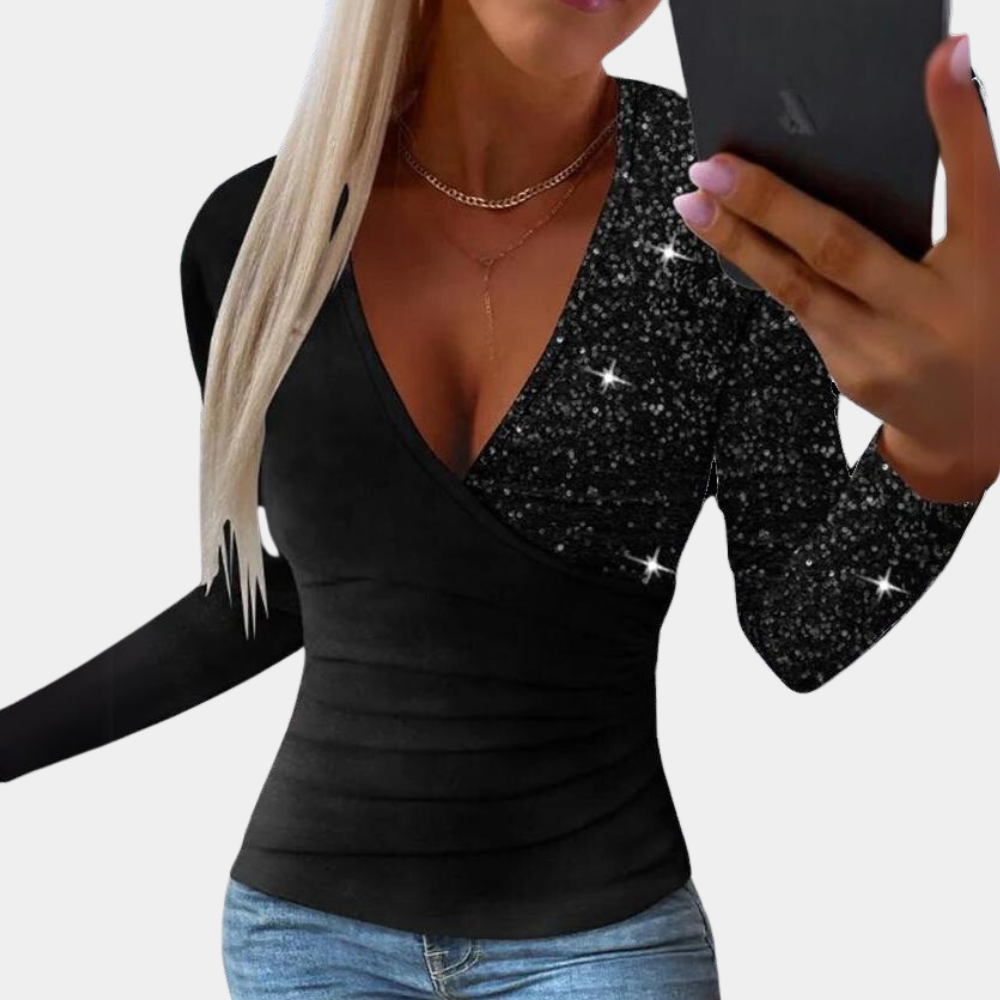 Bibiana - Elegante Dames Top met Glitter Pailletten