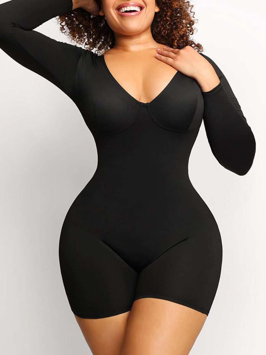 Sculpt™ | Deep V-Neck Long Sleeve Body Shaper