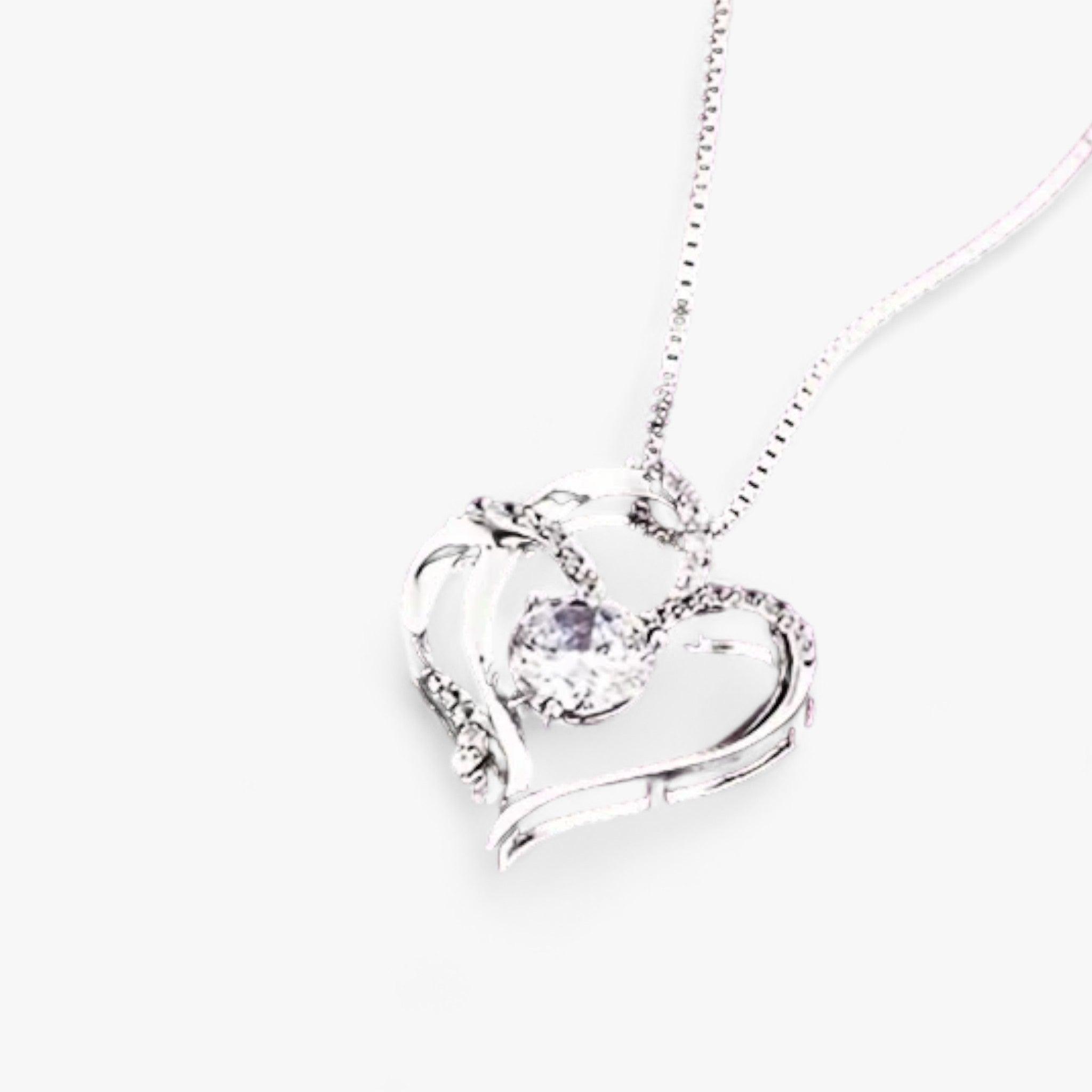 AMORE - Elegante Hart Zirkonia Ketting met Luxe Rozen Cadeaudoos