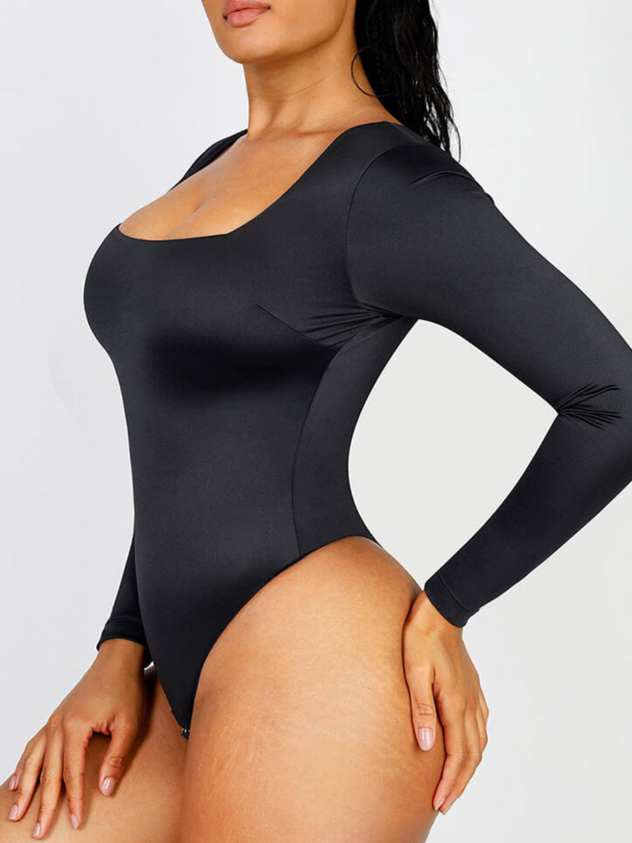 Sculpt™ | Correcting Thong Body with Square Neck and Long Sleeve