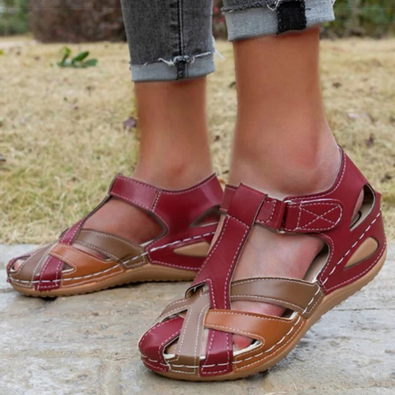 Leren sandalen in contrasterende kleuren - Lidia