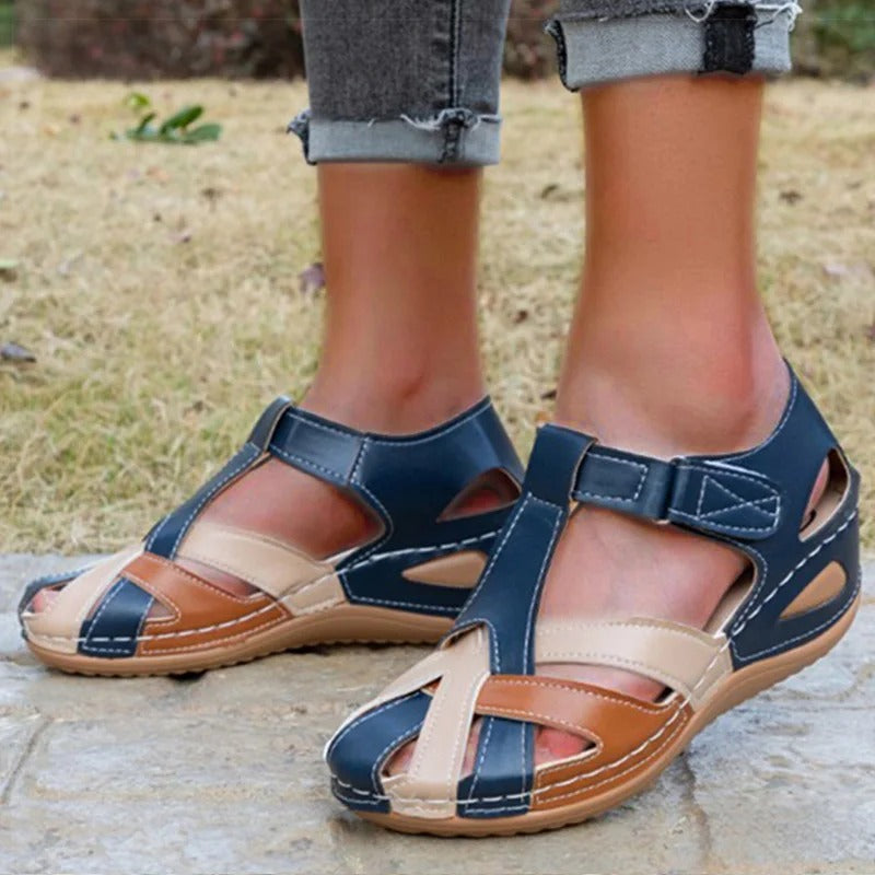 Leren sandalen in contrasterende kleuren - Lidia