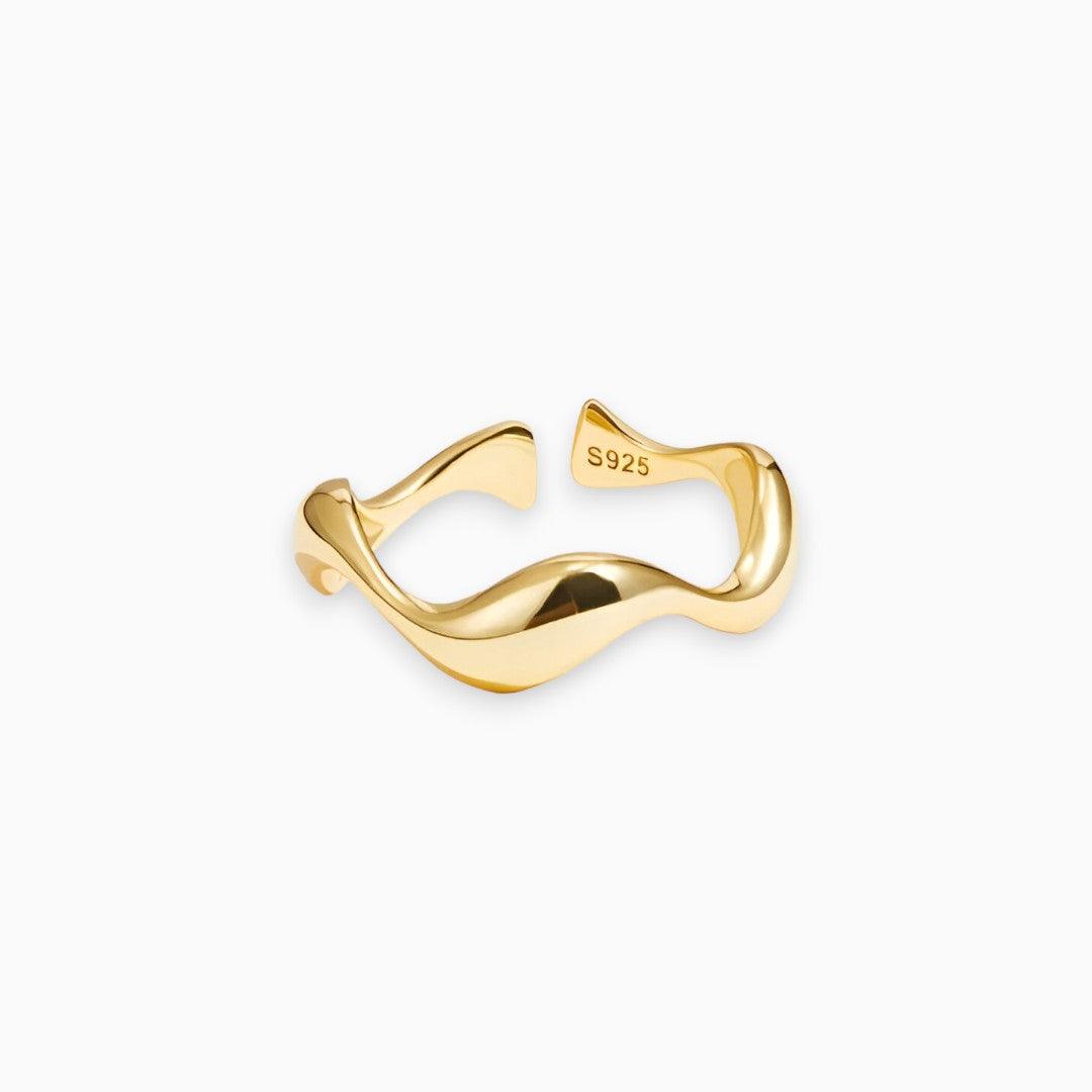 925 Sterling Gold Wave Ring