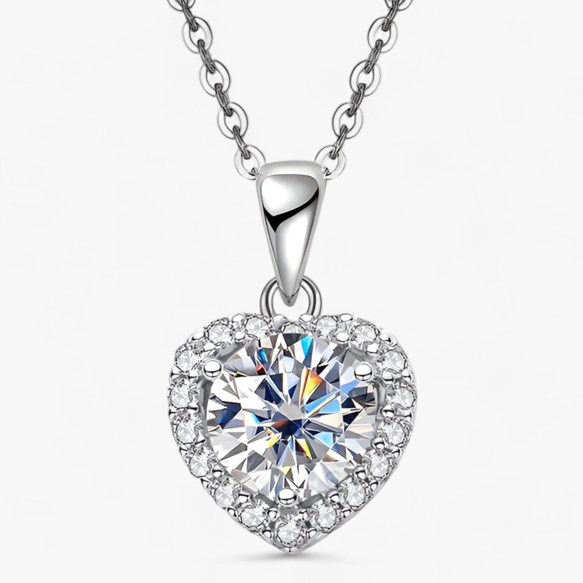 HEART | Moissanite Hart Hanger Ketting - Vier Eeuwige Liefde