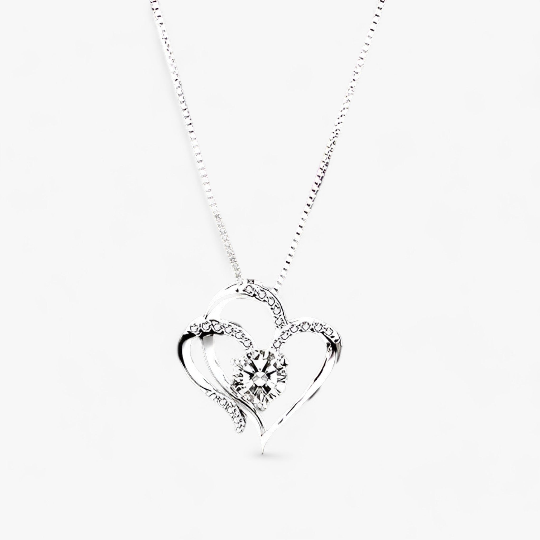 AMORE - Elegante Hart Zirkonia Ketting met Luxe Rozen Cadeaudoos