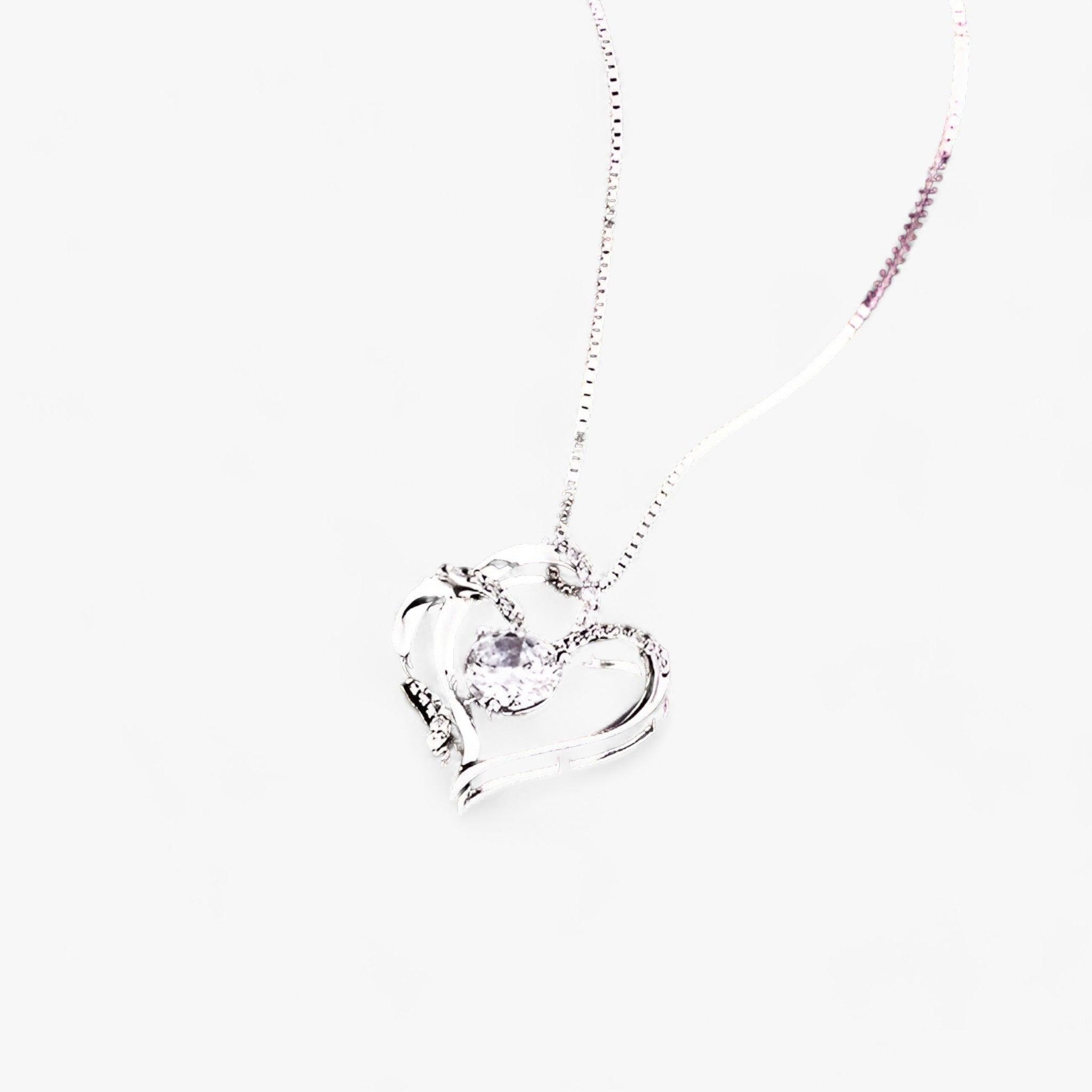 AMORE - Elegante Hart Zirkonia Ketting met Luxe Rozen Cadeaudoos