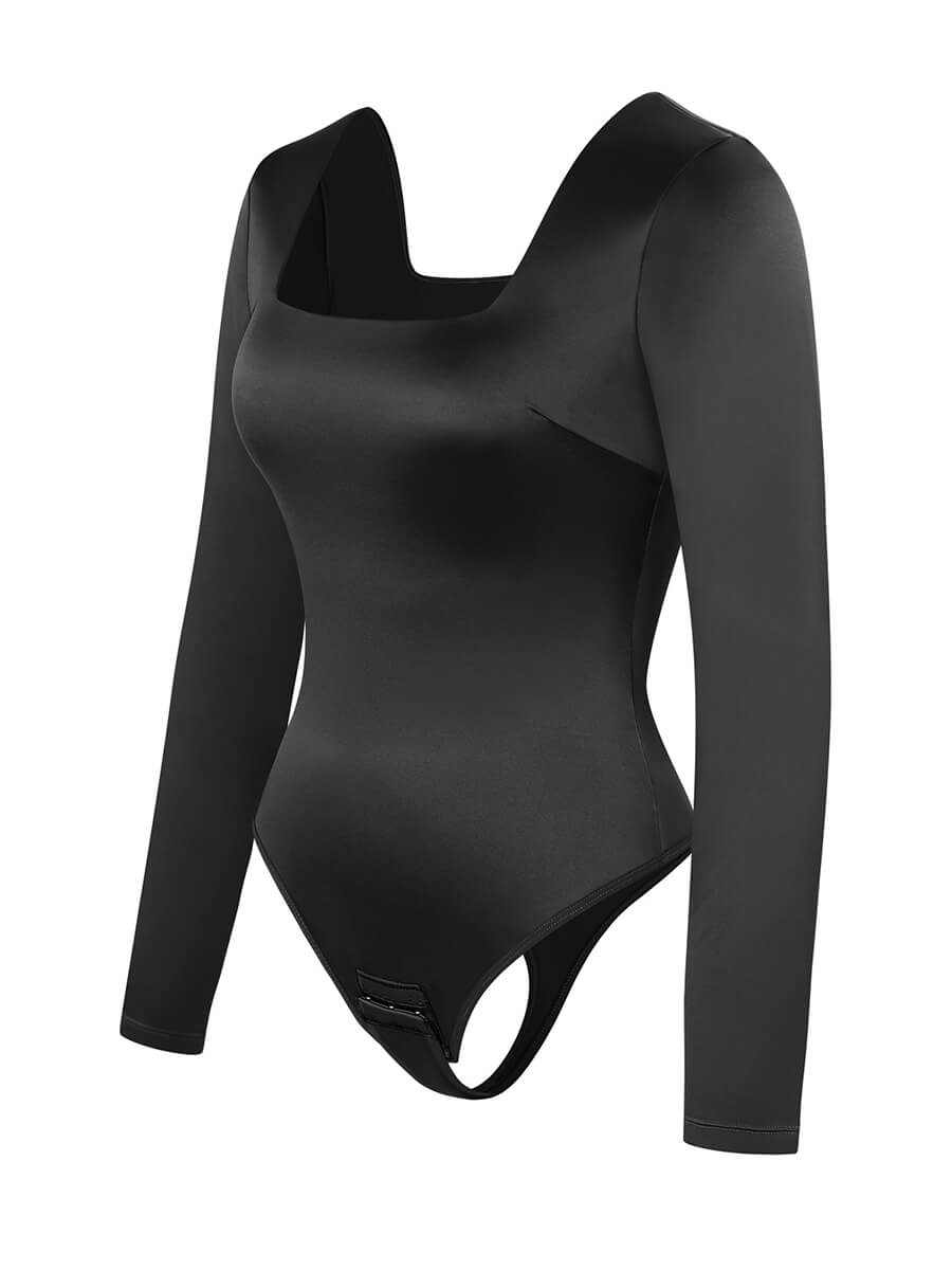 Sculpt™ | Correcting Thong Body with Square Neck and Long Sleeve