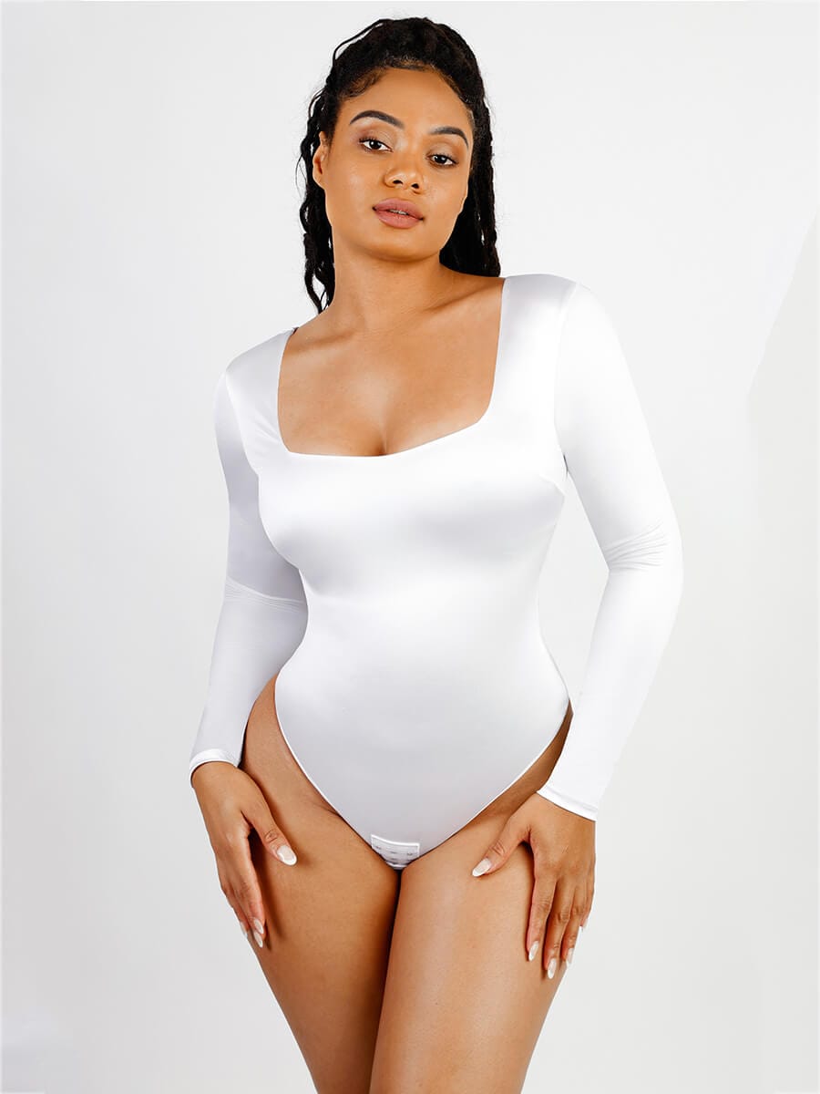 Sculpt™ | Correcting Thong Body with Square Neck and Long Sleeve