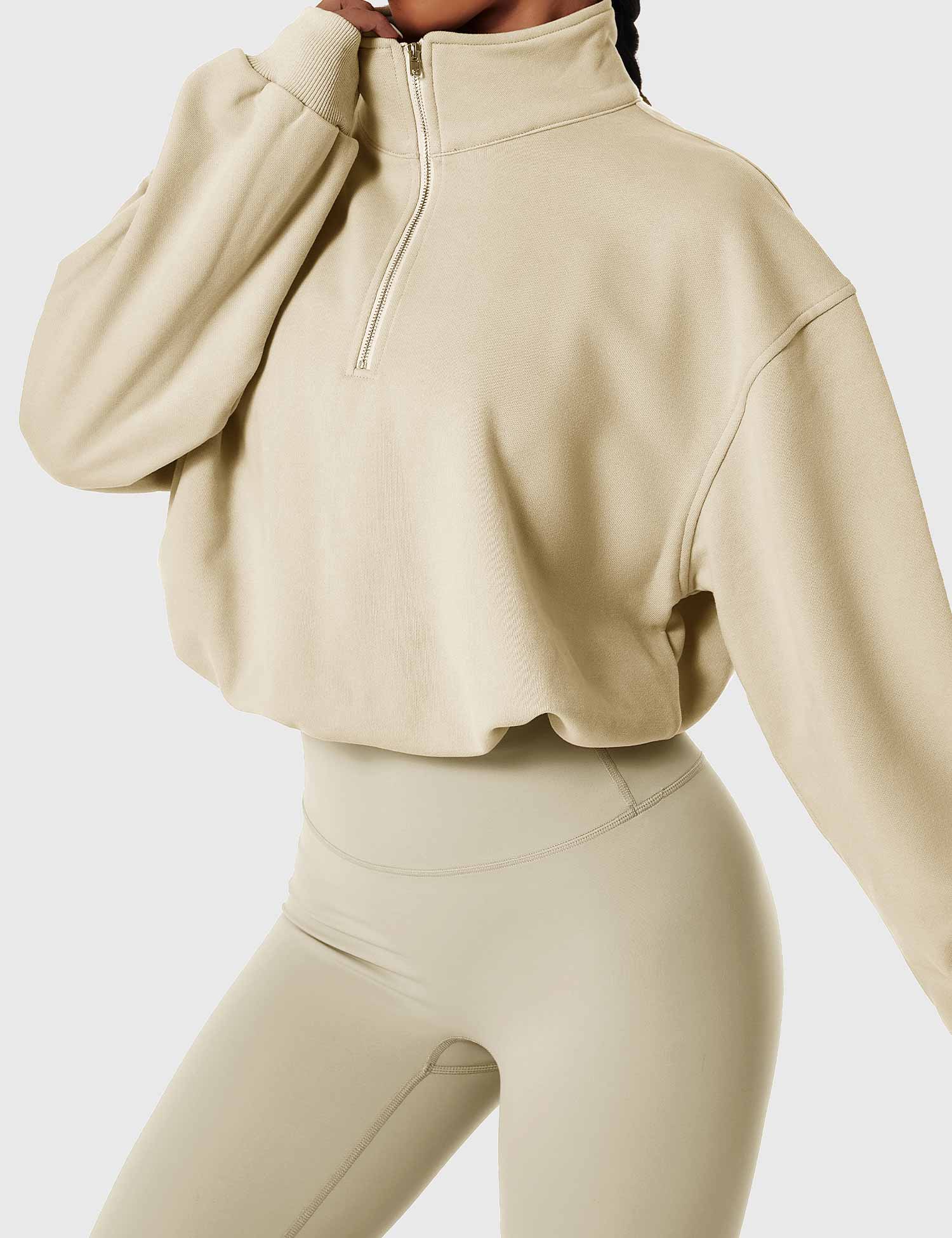 Zenith™ | Half Zip High Neck Crop Sweatshirt