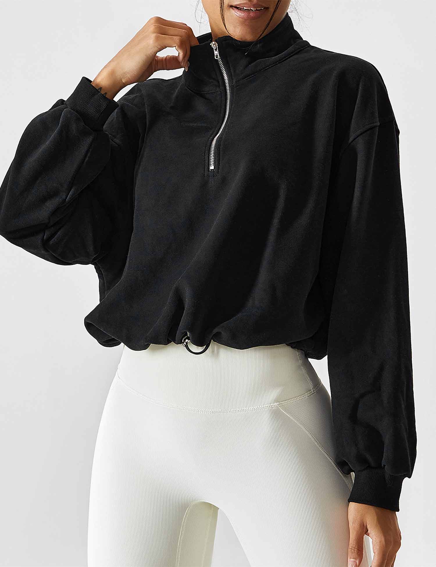 Zenith™ | Half Zip High Neck Crop Sweatshirt