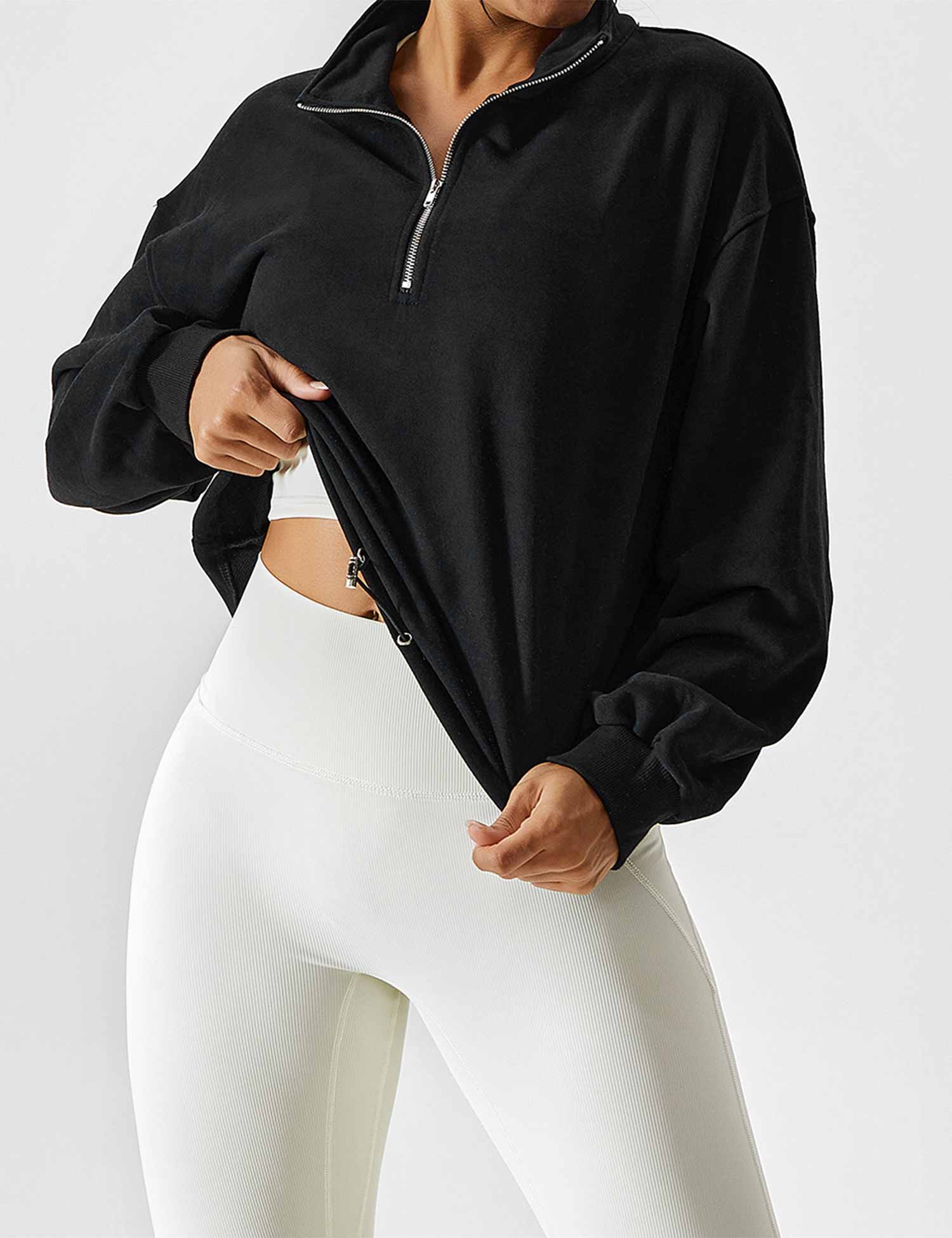 Zenith™ | Half Zip High Neck Crop Sweatshirt