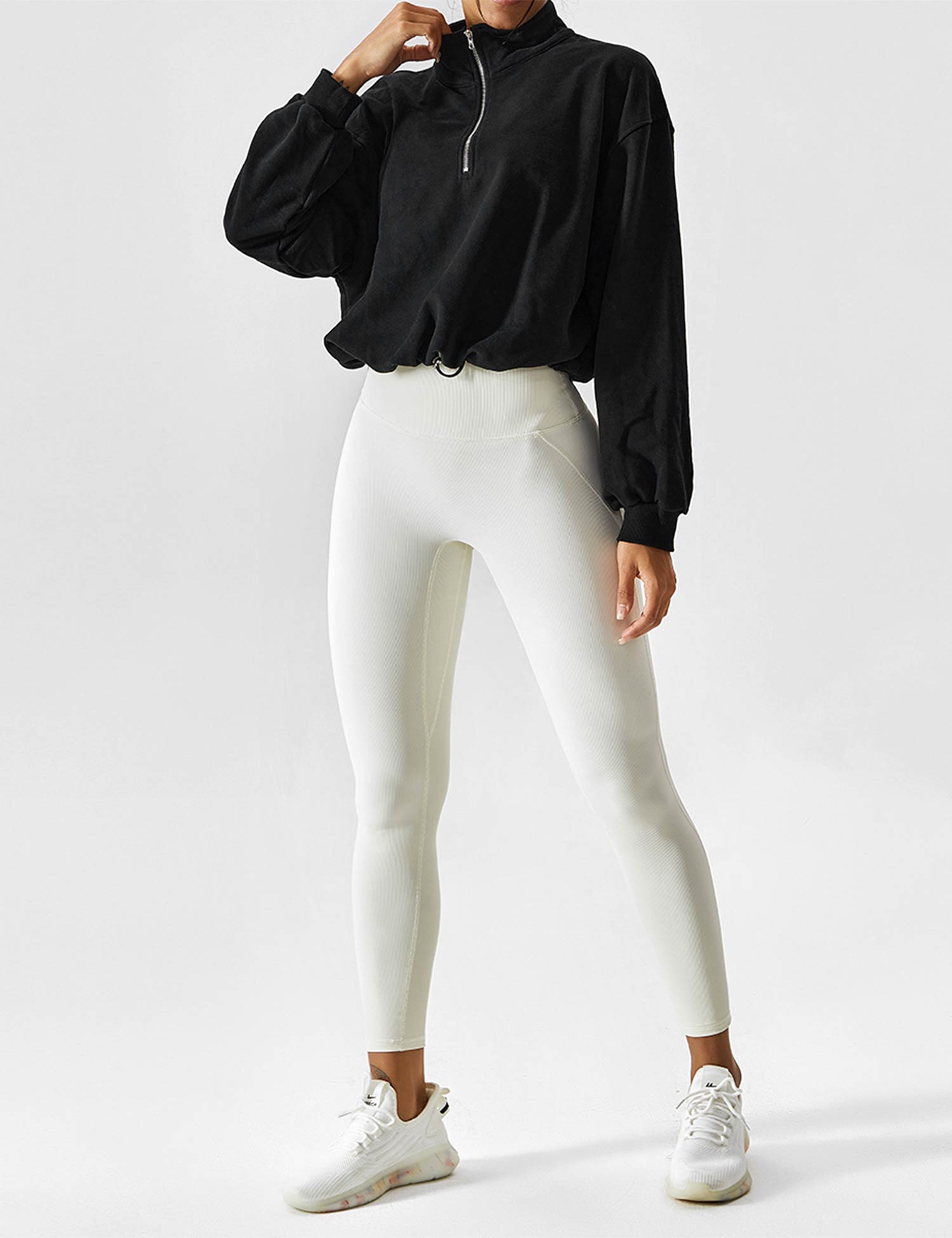 Zenith™ | Half Zip High Neck Crop Sweatshirt