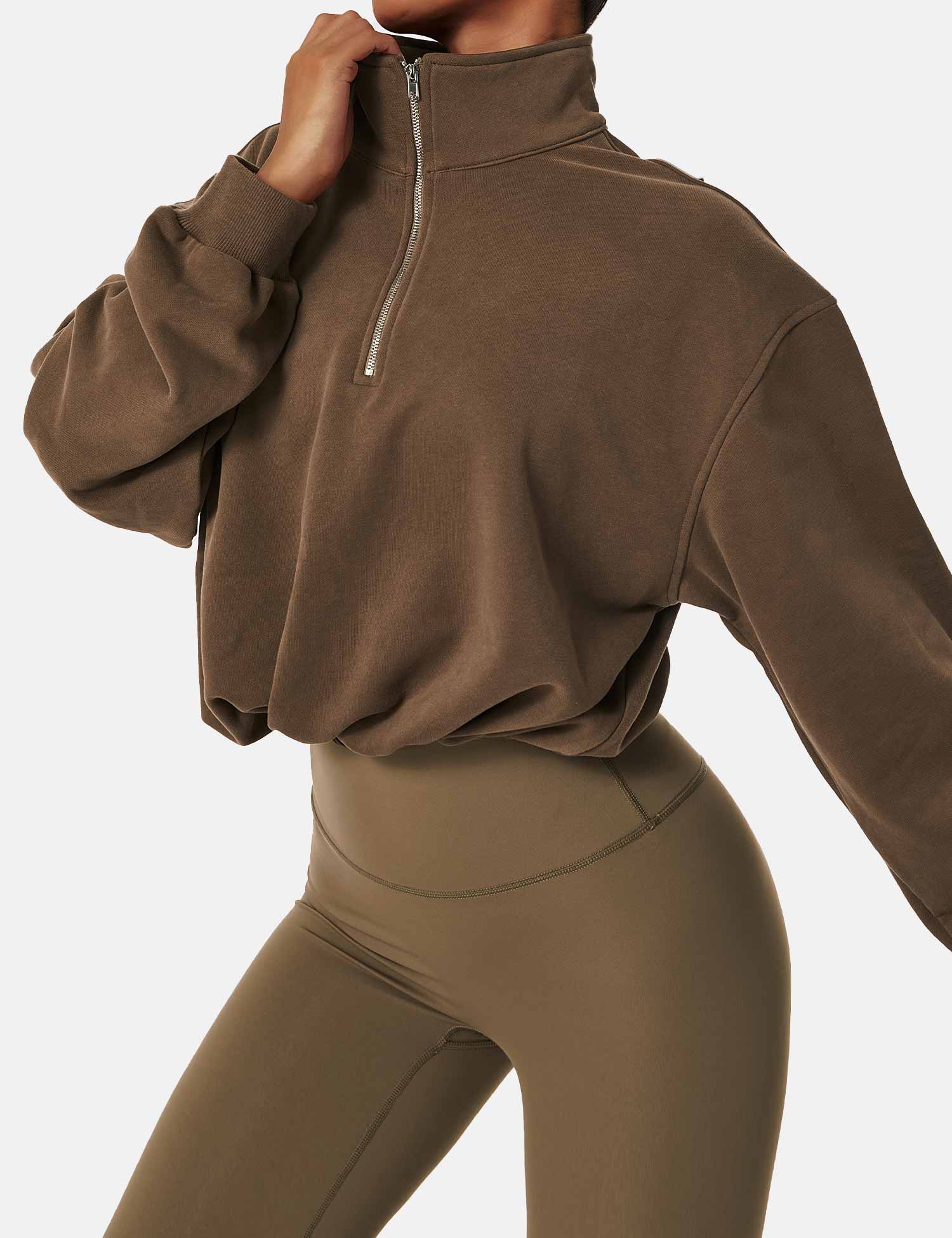 Zenith™ | Half Zip High Neck Crop Sweatshirt