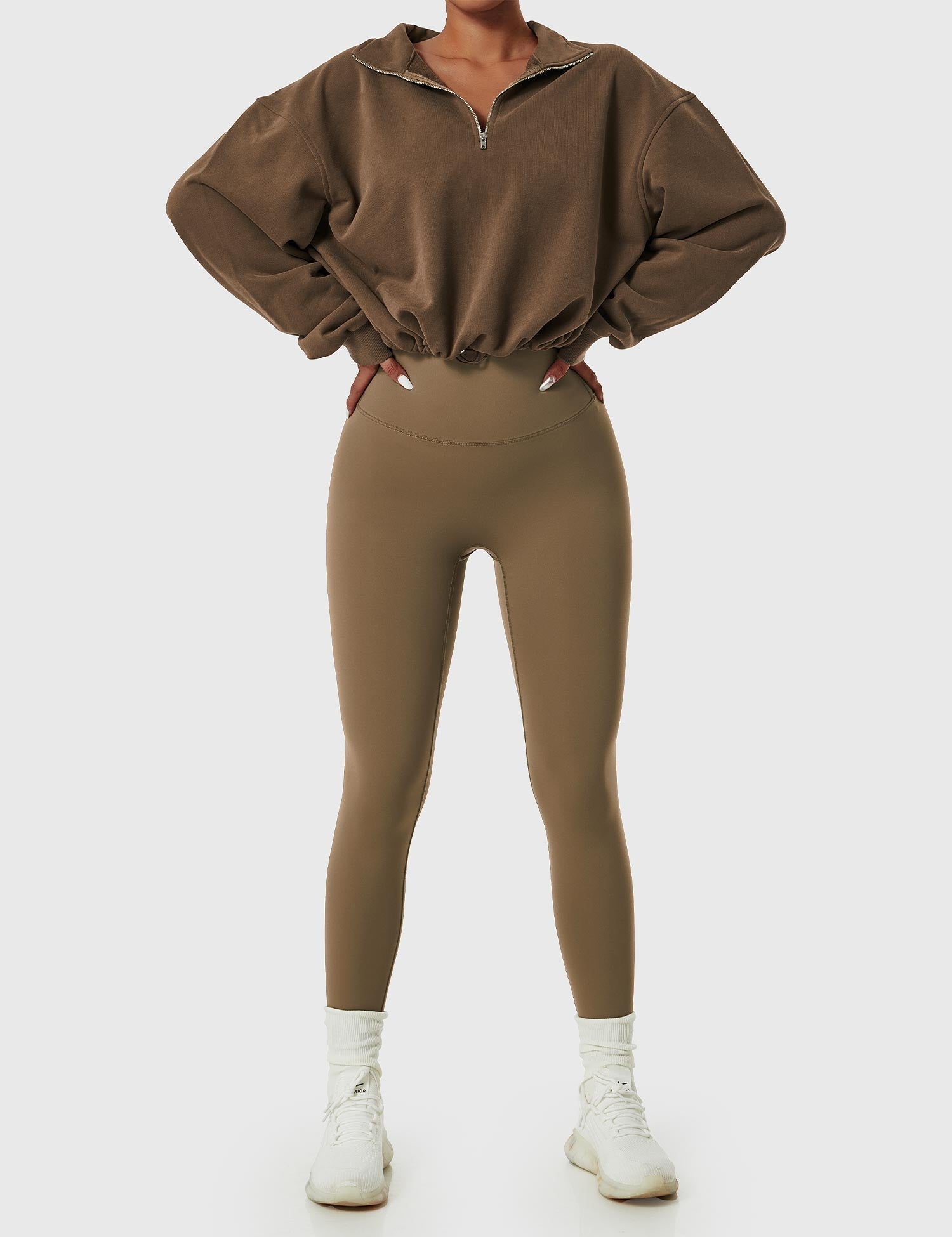 Zenith™ | Half Zip High Neck Crop Sweatshirt