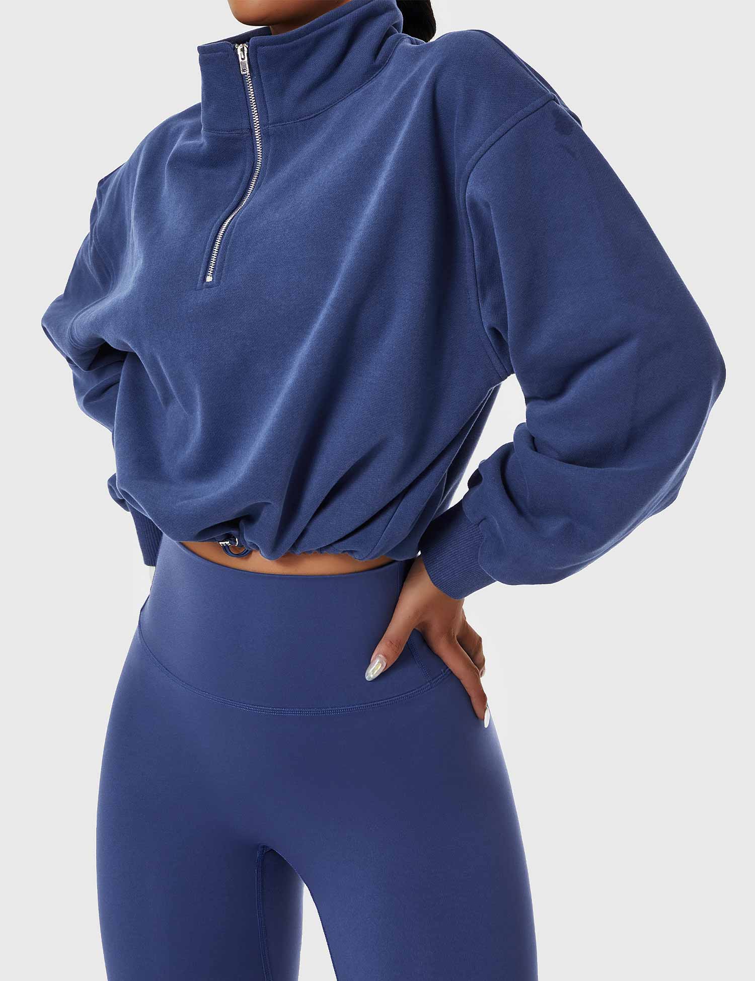 Zenith™ | Half Zip High Neck Crop Sweatshirt