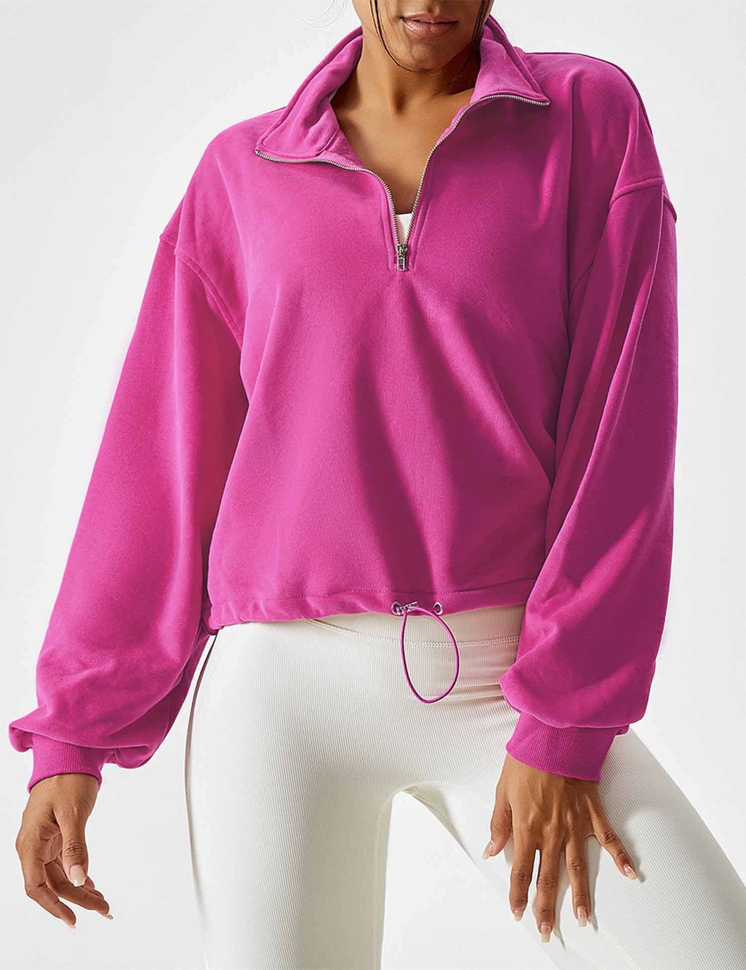 Zenith™ | Half Zip High Neck Crop Sweatshirt